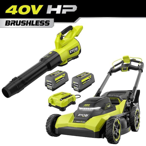 40V HP 21" Brushless Cross Cut Self-Propelled All Wheel Drive Mower w/ 800 CFM Blower, (2) Batteries & Chargers