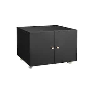 No-Drawer Black Steel 23.62 in. Lateral File Cabinet with Storage Heavy Duty Mobile Printer Stand Rolling Printer Table