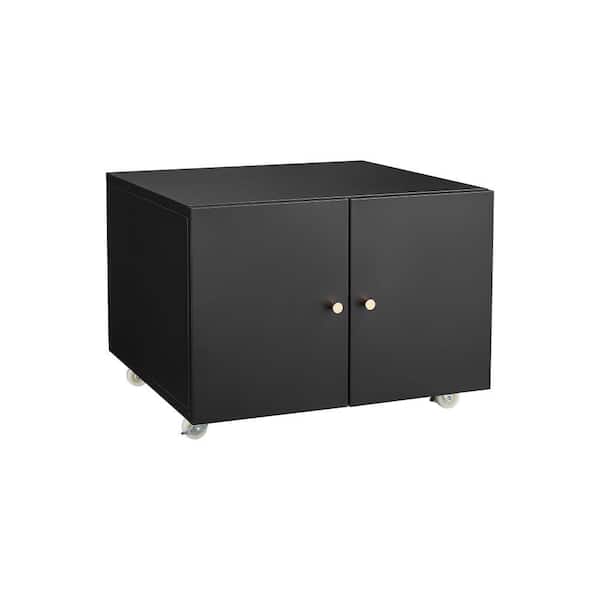 Unbranded No-Drawer Black Steel 23.62 in. Lateral File Cabinet with Storage Heavy Duty Mobile Printer Stand Rolling Printer Table