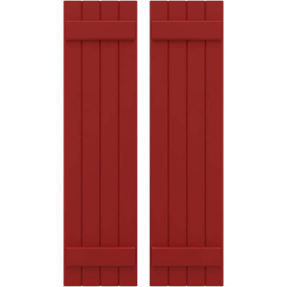 14 in. W x 38 in. H Americraft 4 Board Exterior Real Wood Joined Board and Batten Shutters Fire Red price history on PriceWatchPro
