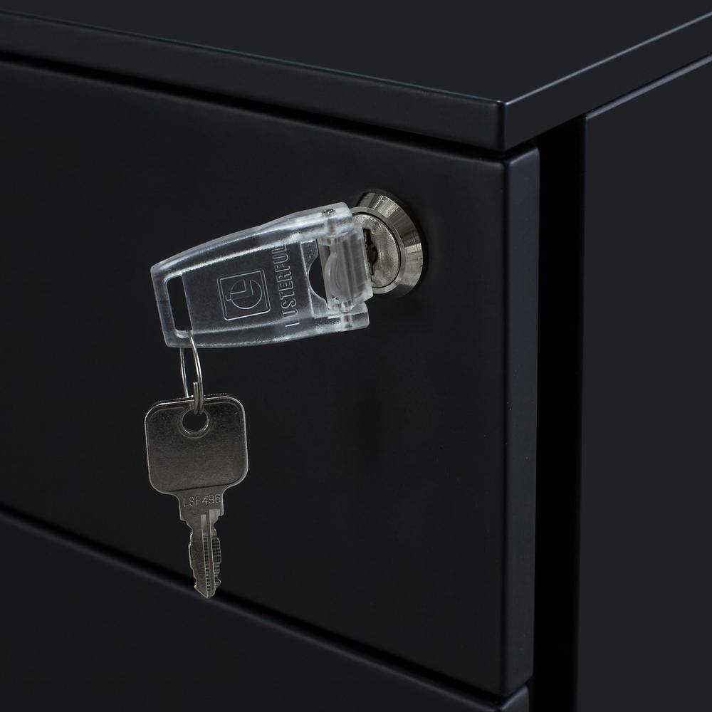 Black Mobile 3-Drawer Lockable Metal Filing Cabinet