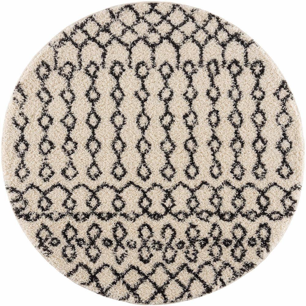 Charcoal and Beige Synthetic Shag Runner Rug 2'7" x 7'3"