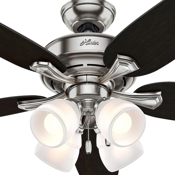 Hunter Channing 52 In Indoor Led Brushed Nickel Ceiling Fan With Light 52074 The Home Depot - Home Depot Ceiling Fans With Lights Brushed Nickel