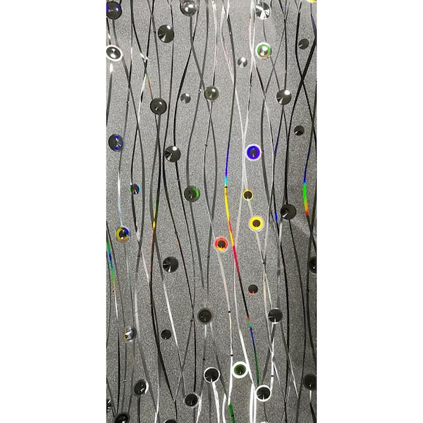 Dundee Deco Circles, Waves Silver, Charcoal, Yellow, Blue Vinyl Strippable Roll (Covers 26.6 sq. ft.)