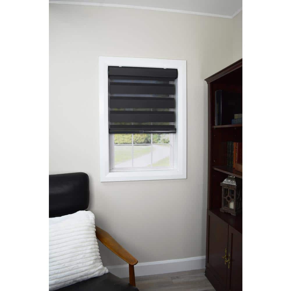 Cordless Black Zebra Privacy Shade 33in x 72in