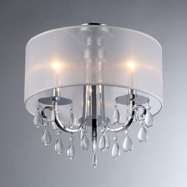Warehouse of Tiffany Muses 3-Light Chrome Chandelier with Shade