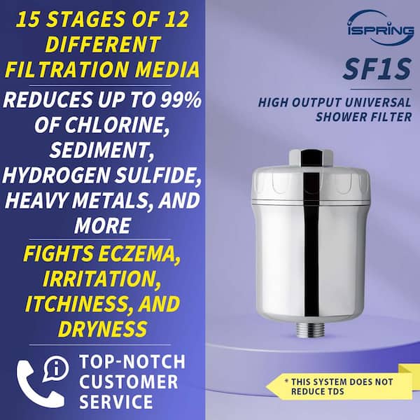 ISPRING 15-Stage High Output Universal Shower Filter Water Filtration  System with Replaceable Cartridge in Chrome SF3S - The Home Depot