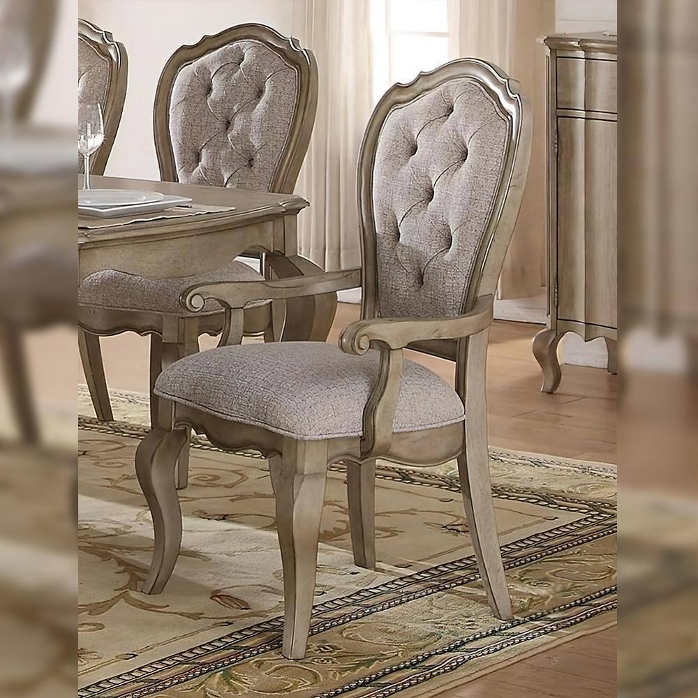 Chelmsford Gray and Brown Rubberwood Dining Chairs, Set of 2