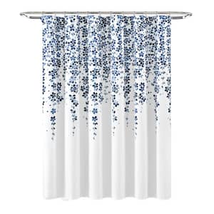 72 in. x 72 in. Weeping Flower Shower Curtain Navy/Blue Single