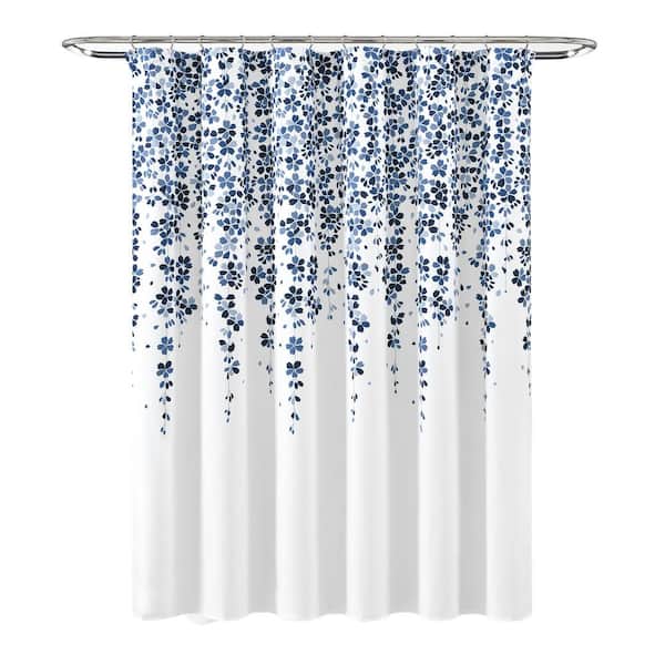 Lush Decor 72 in. x 72 in. Weeping Flower Shower Curtain Navy/Blue Single