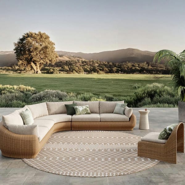 Positano Beige 12 ft. Round x 12 ft. Moroccan Contemporary Round Area Rug