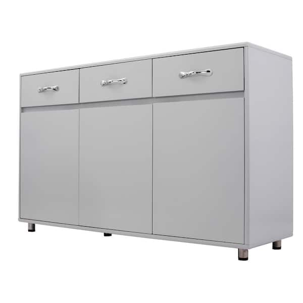 52.36in x 15.75in x 32.09in Gray MDF Ready to Assemble Kitchen Cabinet with 3 Drawers and 3 Doors