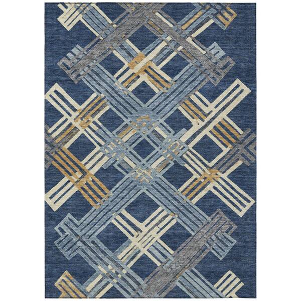Chantille Machine Washable Indoor/Outdoor Abstract ACN2452 Navy 3 ft. x 5 ft. Area Rug