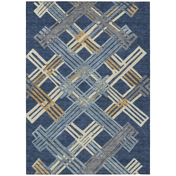 Chantille Machine Washable Indoor/Outdoor Abstract ACN2452 Navy 5 ft. x 7 ft. 6 in. Area Rug