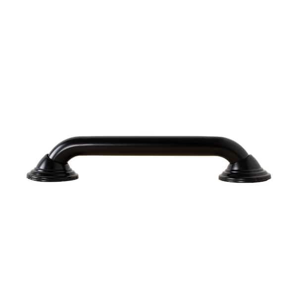 12 in. Decorative Shower Safety Grab Bar in Black