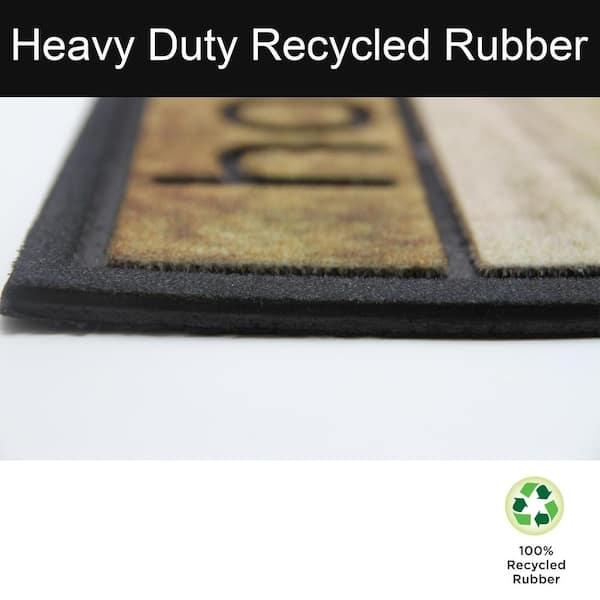 Home Sweet Home Grey 18 in. x 30 in. 100% Recycled Rubber Half Round Indoor/Outdoor Front Door Mat