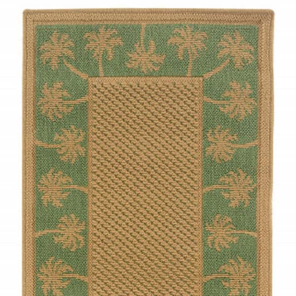 Beige 2 ft. x 8 ft. Loomed Border Polypropylene Rectangle Indoor/Outdoor Area Rug