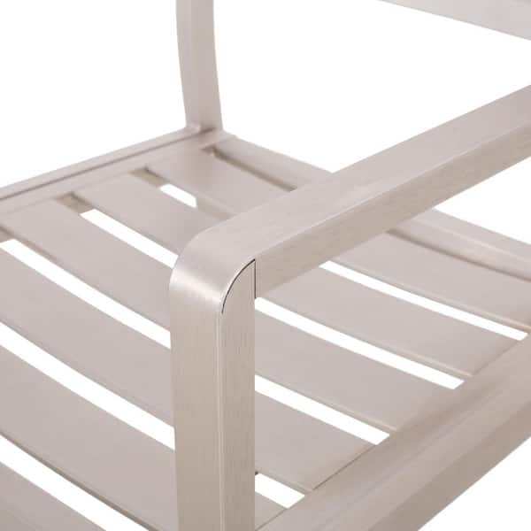 2-Pieces Modern Aluminum Outdoor Dining Chair in Silver for Garden