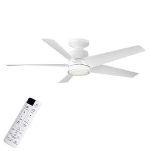 Ainslee 54 in. Indoor/Covered Outdoor Matte White Hugger Ceiling Fan with DC Motor, Color Changing LED and Remote