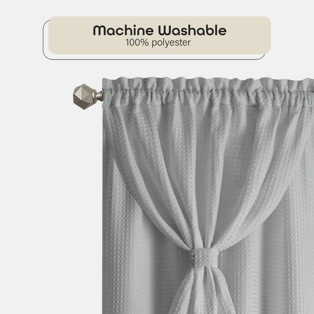 Gray Polyester Light Filtering Curtain Panel with Attached Valance, 42" x 63"