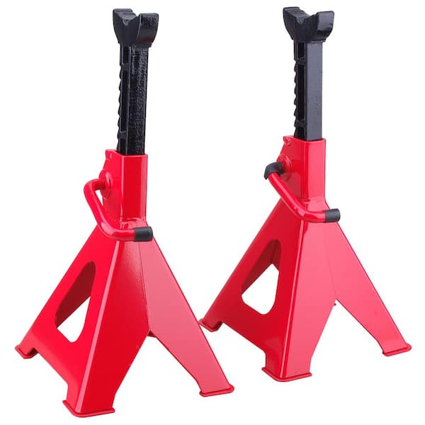 Max Load 6-Ton Jack Stand Set in Red and Black