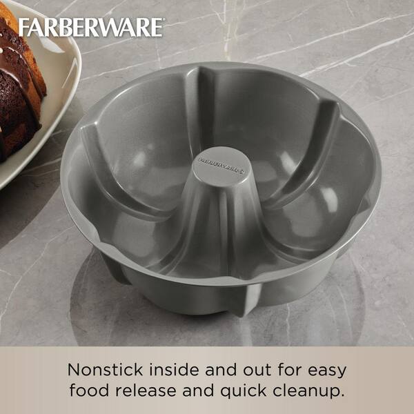 Farberware Nonstick Bakeware Fluted Mold Baking Pan / Nonstick Fluted Mold  Cake Pan, Round - 10 Inch, Gray