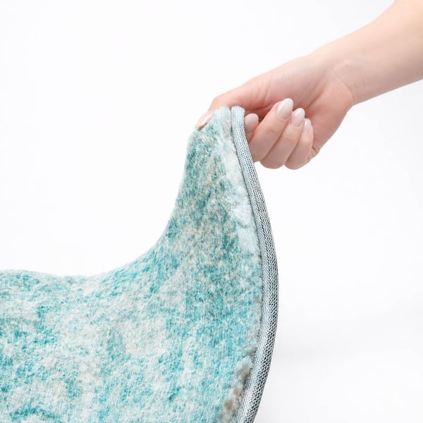 Dream Shag Premium Machine Washable Abstract ADS553 Teal 2 ft. x 7 ft. Runner Rug