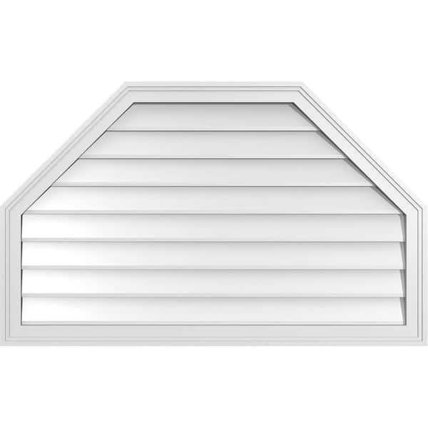 Ekena Millwork 42 in. x 26 in. Octagonal Top Surface Mount PVC Gable Vent: Decorative with Brickmould Frame