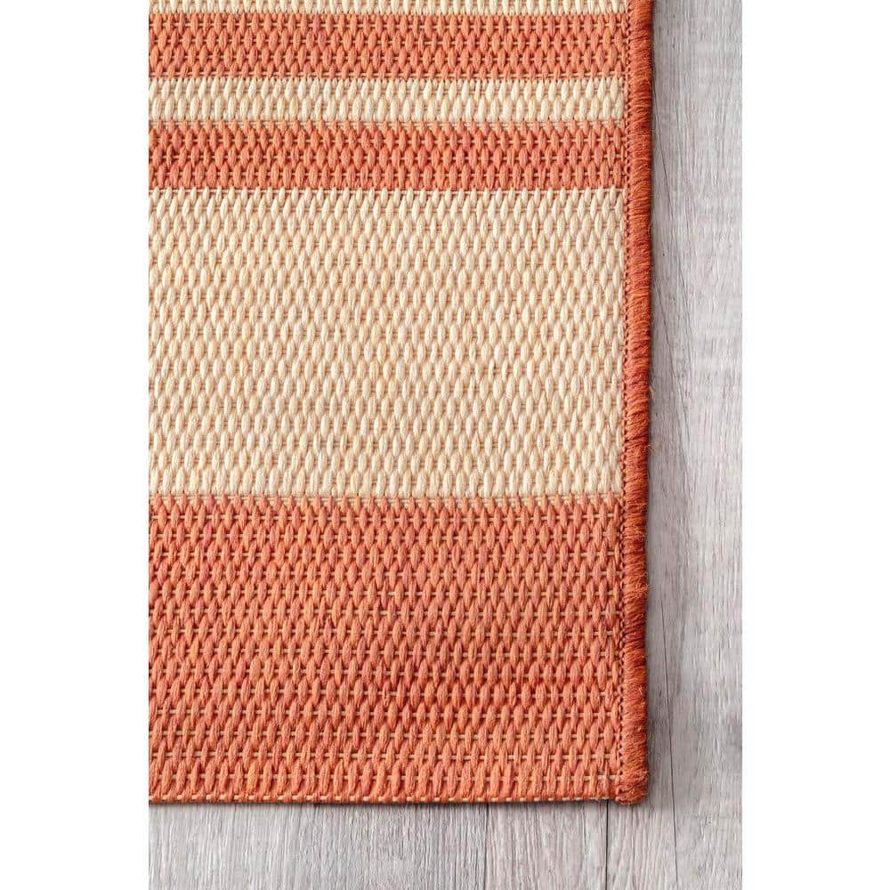 Terracotta Stripe Reversible Synthetic 6'3" x 9'2" Area Rug