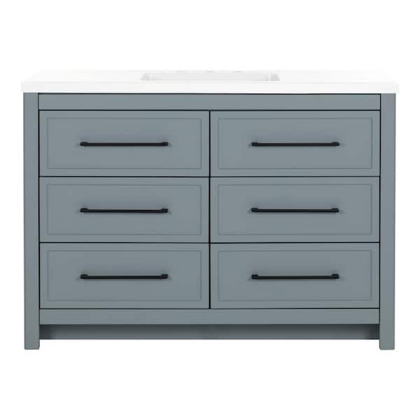 Hailey 49 in. Single Sink Laguna Blue Bath Vanity with White Cultured Marble Top (Assembled)