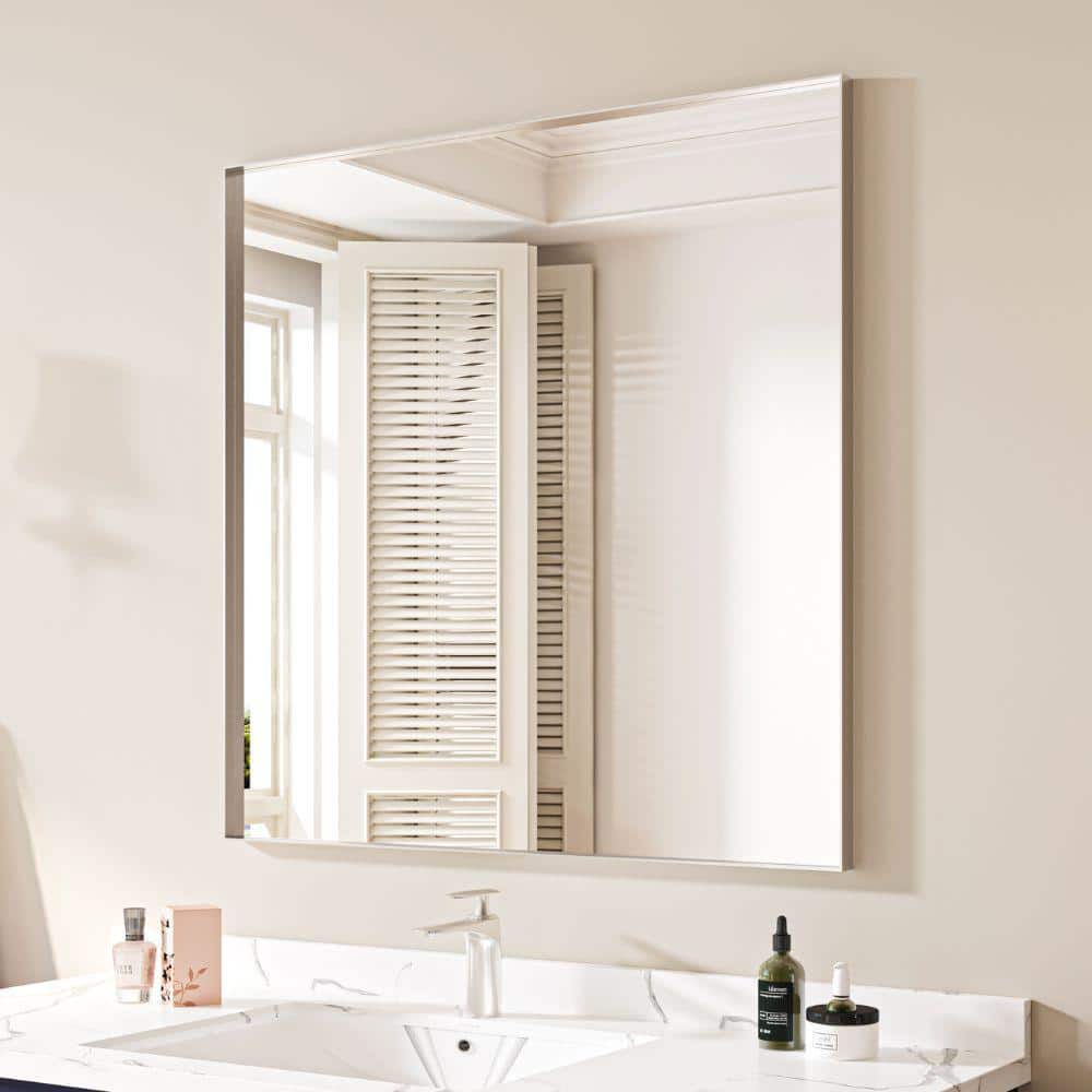 waterpar 36 in. W x 36 in. H Rectangular Aluminum Framed Wall Bathroom ...