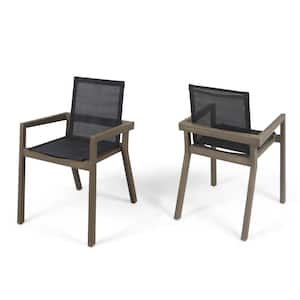 Diego Gray Stationary Wood Outdoor Dining Chair (2-Pack)