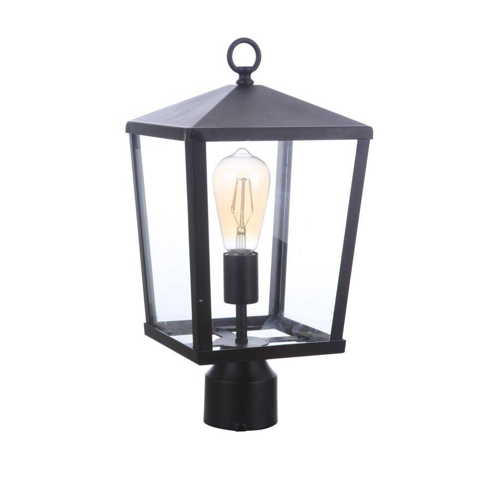 Olsen 1 Light Black Finish Aluminum Hardwired Outdoor Weather Resistant Post Light & Clear Glass with No Bulbs Included price history on PriceWatchPro
