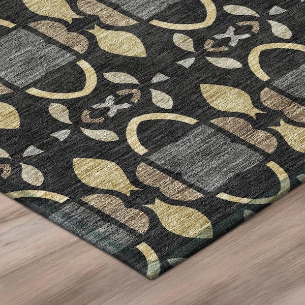 Chantille Machine Washable Indoor/Outdoor Abstract ACN2920 Black 2 ft. x 7 ft. Runner Rug