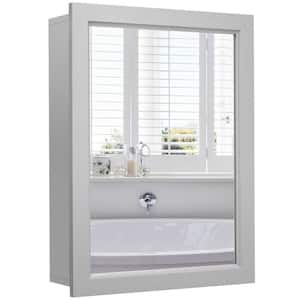 20 in. W x 26 in. H Rectangular Gray MDF Surface Mount Medicine Cabinet with Mirror, Single Door and Adjustable Shelf