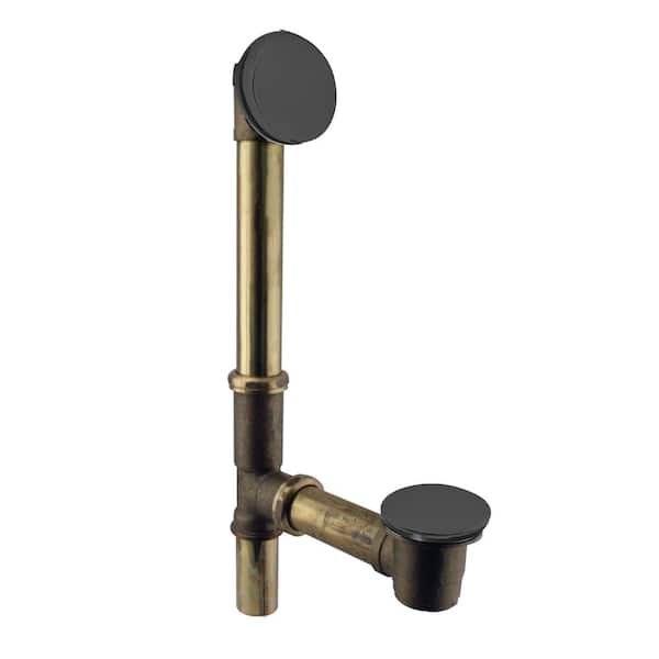 Westbrass 14 in Brass Bath Waste Drain Kit in Matte Black