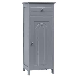 14 in. W x 12 in. D x 34.5 in. H Gray Freestanding Bathroom Linen Cabinet with Two Shelves and Drawer