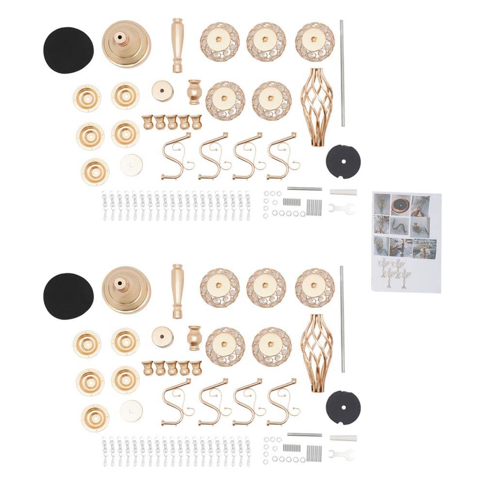 Gold Crystal 5-Arm Tabletop Candelabra Set