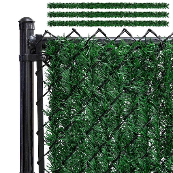 ATENGNES 5 ft. Green 3-mil PVC Chain Link Fence Hedge 90% Privacy 82 Slats for Garden Fence