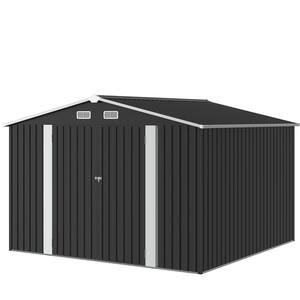 10 ft. W x 10 ft. D Black Metal Storage Shed with Double Door and 4 Air Vents (90 sq.ft.)