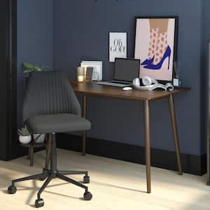 Brittany Gray Linen Office Chair with Castors