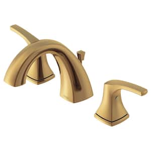 Vaughn Double Handle Deck Mount Widespread Bathroom Faucet with Metal Pop-Up Drain in Brushed Bronze