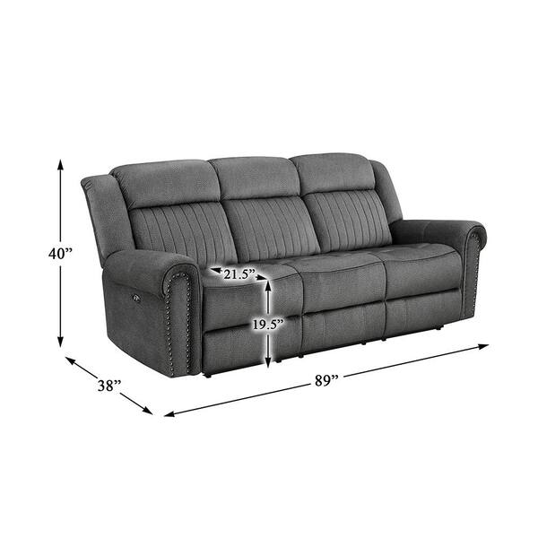 Homelegance Abington 89 in. W Rolled Arm Microfiber Rectangle 