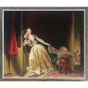 Stolen Kiss,1780s by Jean-Honore Fragonard Champagne Silhouette Framed People Oil Painting Art Print 22.4 in. x 26.4 in.