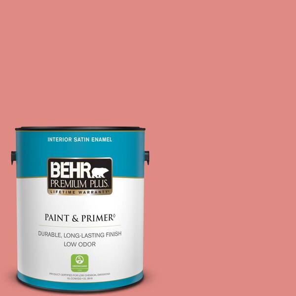 BEHR PREMIUM PLUS 1 gal. Home Decorators Collection #HDC-SP16-12 Begonia Satin Enamel Low Odor Interior Paint & Primer