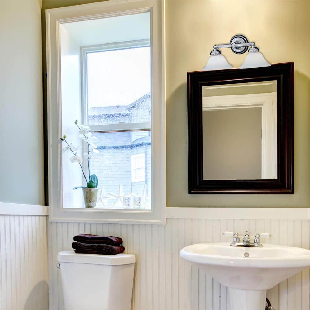 Redondo Classic Chrome 17.5" Wall Mounted Bath Bar with Satin Opal Glass