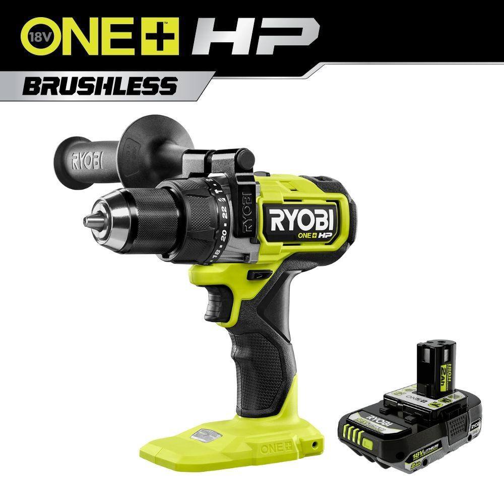 RYOBI ONE+ HP 18V Brushless Cordless 1/2 in. Hammer Drill with ONE+ 18V 2.0 Ah Lithium-Ion HIGH PERFORMANCE Battery -  PBLHM101PBP003