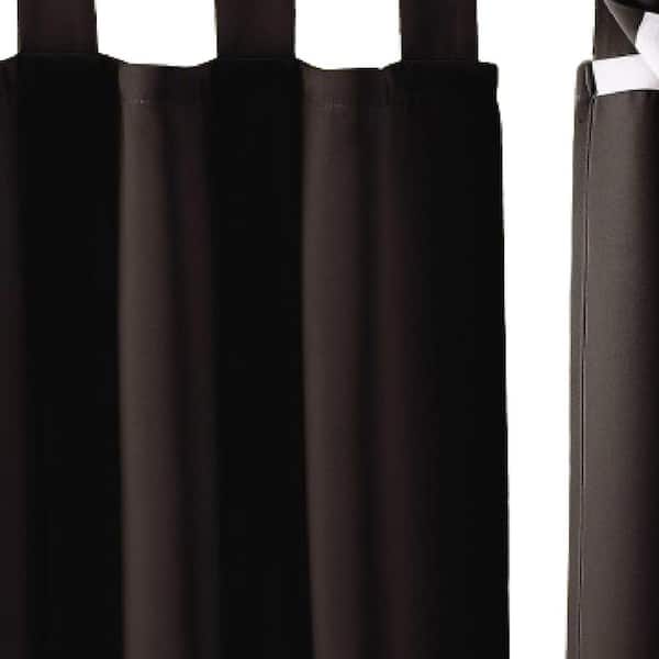Unbranded 52 in. x 84 in. Outdoor Patio Curtains Waterproof Room Darkening Drapes Detachable Sticky Tab Toffee Brown (2-Panel)