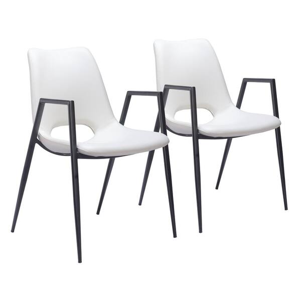 Zuo Modern Desi White Faux Leather Dining Chair (Set of 2) 109535