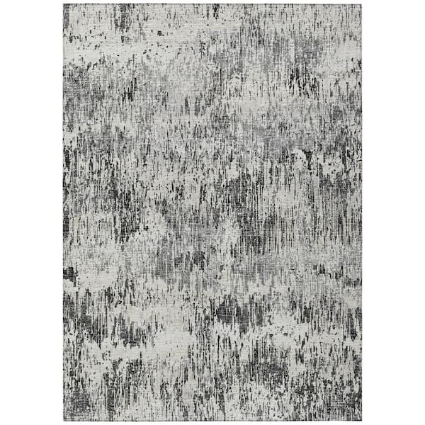 Accord Black 10 ft. x 14 ft. Abstract Indoor/Outdoor Washable Area Rug